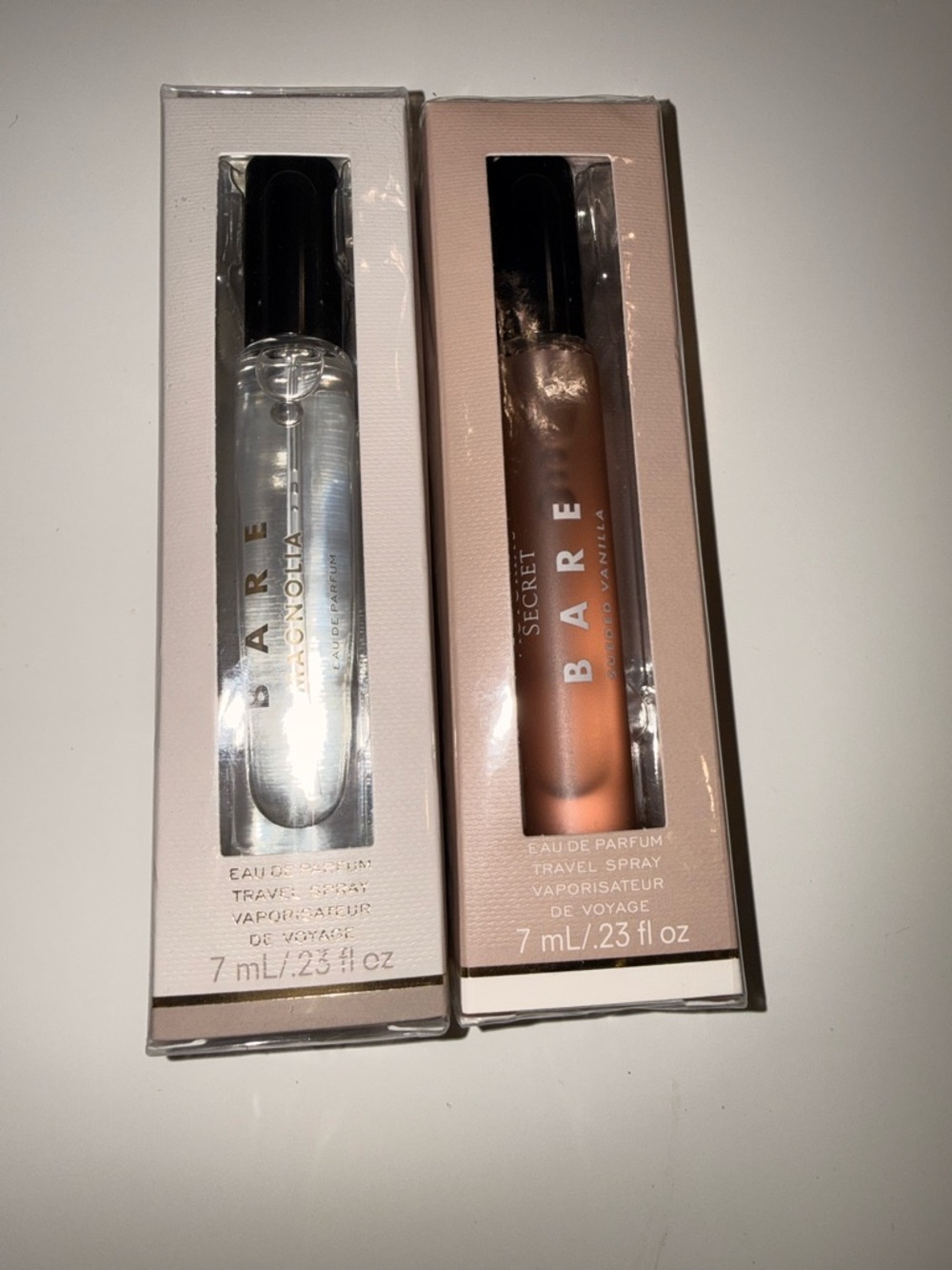 Victoria's Secret BARE Travel Spray Duo Suedes Vanilla & Magnolia